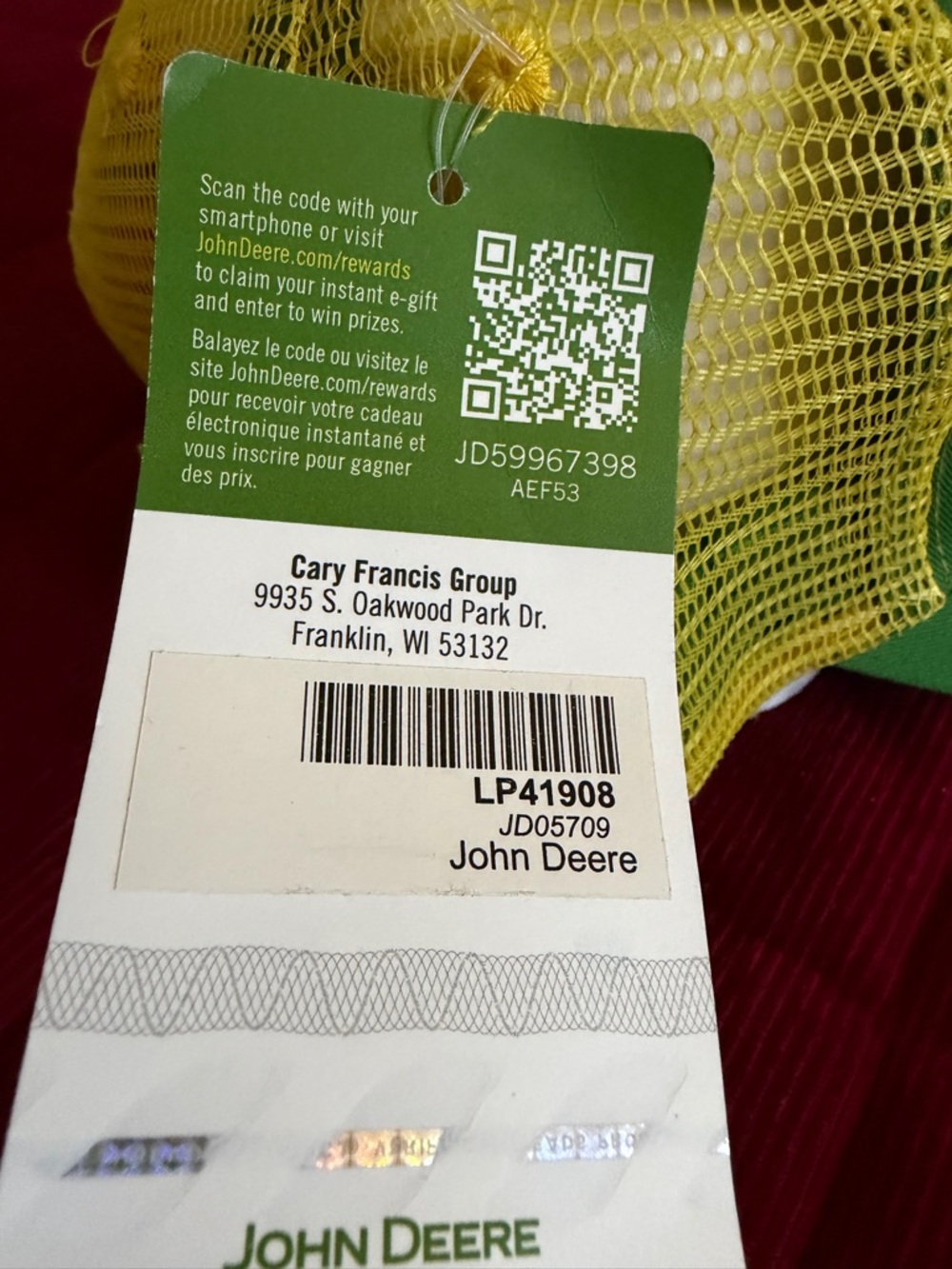 John Deere Green and Yellow Mesh Logo Cap - Picture 3 of 4
